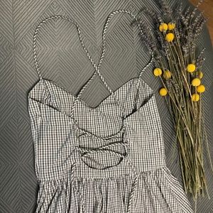 American Apparel tie back dress, black gingham